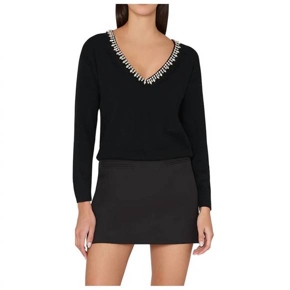 NEW MILLY kalia crystal sweater in black - Picture 1 of 4
